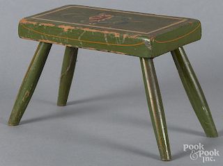 Pennsylvania painted foot stool, ca. 1900, 8'' h., 11 1/2'' w.
