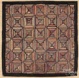 Room-size variegated hooked rug, early 20th c., 6'5'' x 6'2''.