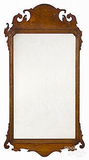 Chippendale curly maple looking glass, ca. 1800, 46'' h.