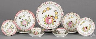 Queen's and King's rose pearlware, to include plates and cups and saucers.