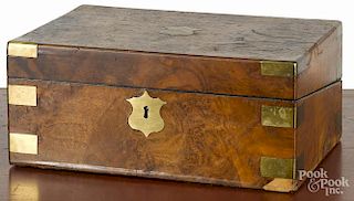 Burled brass bound lap desk, 19th c., 6'' h., 14'' w.