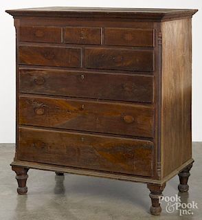 Pennsylvania Sheraton walnut chest of drawers, ca. 1820, 48 1/2'' h., 39 1/4'' w.