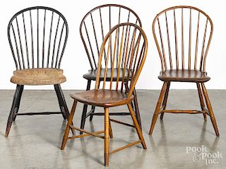Four bowback Windsor chairs, early 19th c.