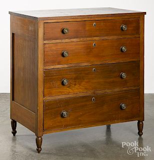 Pennsylvania Sheraton walnut chest of drawers, ca. 1820, 41'' h., 37'' w.