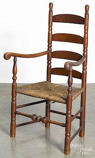 New Jersey stained maple ladderback armchair, ca. 1800.