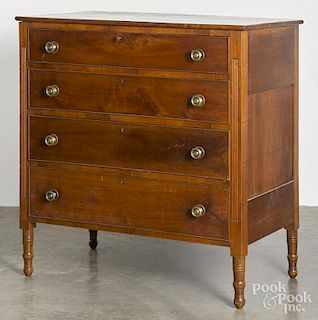 Pennsylvania Sheraton walnut chest of drawers, ca. 1820, 43'' h., 40'' w.