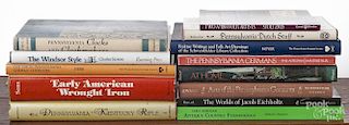 Thirteen antique reference books.