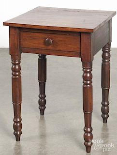 Two Pennsylvania walnut one-drawer stands, 19th c., 29'' h., 22'' w. and 27'' h., 20 3/4'' w.