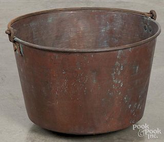 Copper apple butter kettle, 19th c., 15'' h., 22 1/2'' dia.