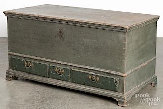Pennsylvania painted pine dower chest, late 18th c., with three drawers and ogee feet