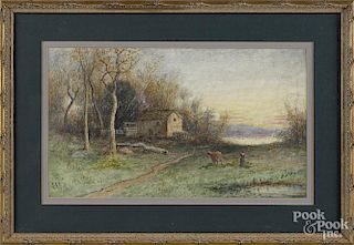 Julius Augustus Beck (American 1831-1915), watercolor landscape, signed lower left, 8'' x 14''.