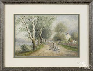 Julius Augustus Beck (American 1831-1915), watercolor landscape, signed lower left, 7'' x 11''.