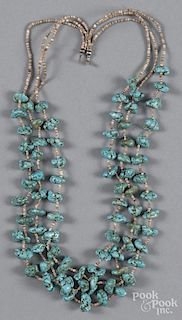 Navajo turquoise and bead multi-strand necklace.
