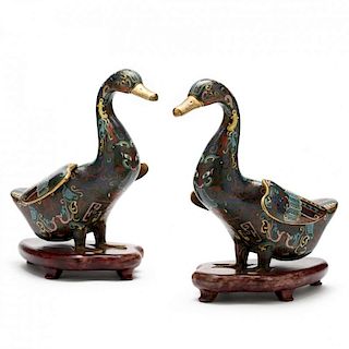Pair of Chinese Cloisonne Ducks