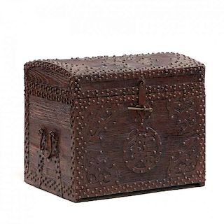 Chinese Studded Strongbox with Bats