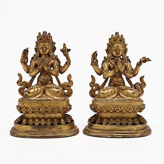 Pair of Nepalese Gilded Sculptures