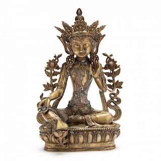 Tibetan Green Tara Bronze Sculpture