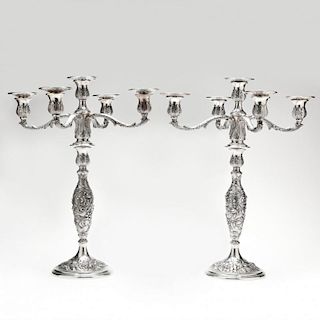 Pair of Large S. Kirk & Son Repousse Candelabra