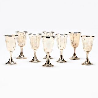An Assembled Set of (8) Sterling Silver Goblets