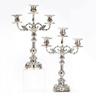 Pair of Antique Continental Silverplate Candelabra