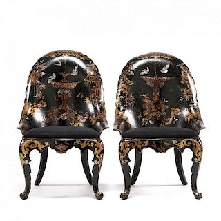 Pair of English Papier-M_ch_ Inlaid Parlour Chairs