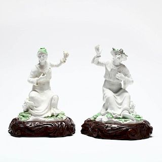 A Pair of English Blanc de Chine Orientalist Figurines