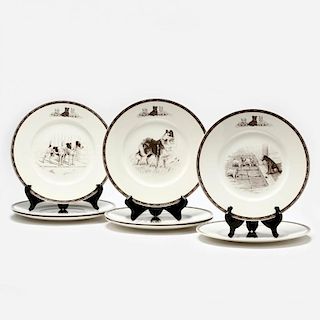 Set of Eight Wedgwood Plates with Canine Motif