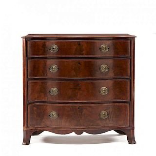 George III Inlaid Serpentine Front Chest of Drawers