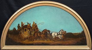 CARRIAGE COACH HORSES OIL PAINTING