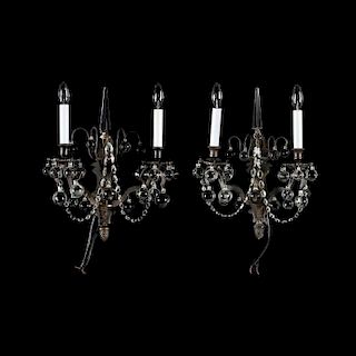Pair of Classical Style Drop Prism Sconces
