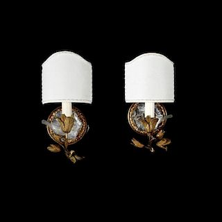 Pair of Italian Gilt Bronze and Rock Crystal Wall Sconces