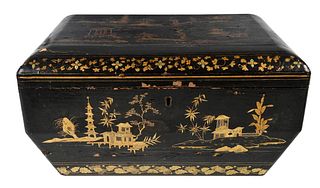 Chinese Export Lacquered and Gilt Decorated Box