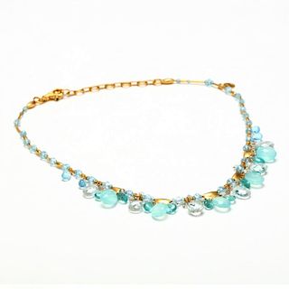 24KT Gold and Aquamarine Necklace, Gurhan
