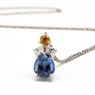 Platinum, Gold, Sapphire and Diamond Pendant Necklace, Tiffany & Co.