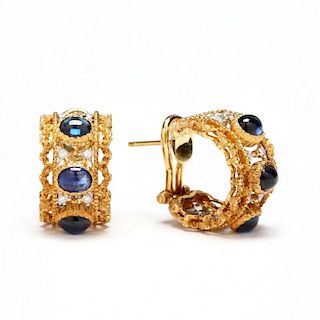 18KT Sapphire and Diamond Earrings, Buccellati