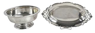 Sterling Footed Bowl and Bread Tray