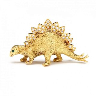 18KT Gold and Diamond Figural Brooch, signed