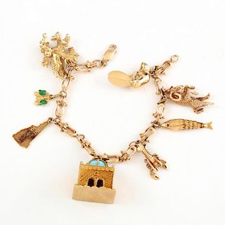 14KT Charm Bracelet with Charms