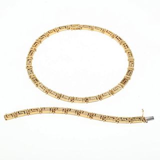 18KT Diamond Necklace and Bracelet Set