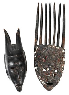 Two West African Carved Wooden Masks
