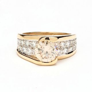 14KT Colored Diamond and Diamond Ring