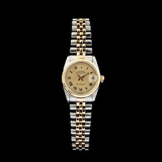 Lady's 18KT Gold and Stainless Steel Perpetual Date-Just Watch, Rolex