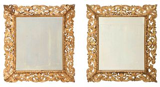 Pair of Rococo/Style Giltwood and Composition Mirrors