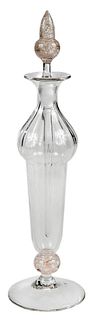 Steuben Clear and Silverine Rosa Glass Perfume Bottle