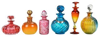 Six American and Continental Glass Perfume Bottles