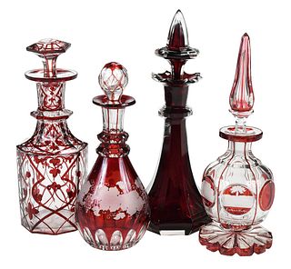Four Red Accented American and German Perfumes
