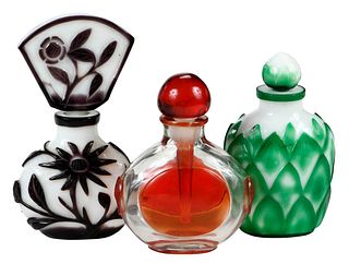 Three Chinese Peking Glass Perfume Bottles