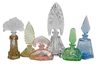 Six Czech Cut Glass Perfumes