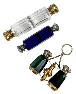 Cut Glass "Binoculars" Perfume, Two Cylinder Perfumes