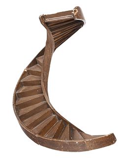 Vintage Grain Painted Model of Spiral Staircase